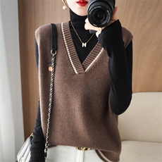 2025年秋季马甲时尚百搭通勤简约休闲V领马甲，女装马甲，大美人包芯纱店