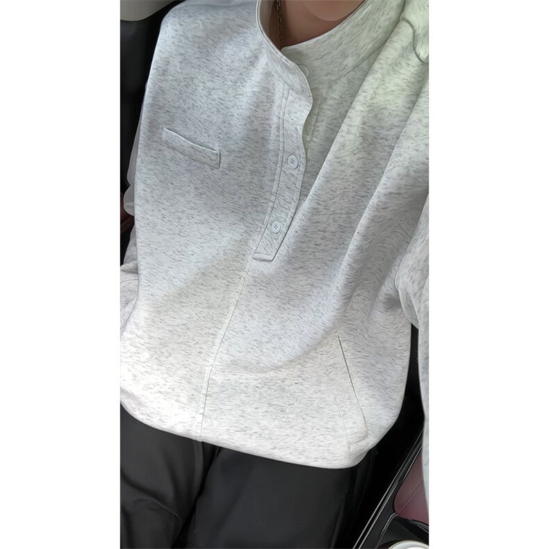 美式立领宽松长袖上衣学院风简约休闲纯色运动卫衣W4703-特价P40,男装卫衣,电商A007