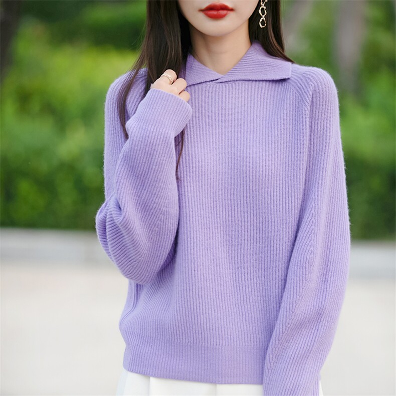 重磅加厚翻领毛衣女长袖保暖针织打底衫插肩袖休闲减龄毛衫24新款,针织衫/毛衣,佳绒包芯纱店