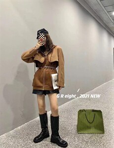 欧货同款收腰版拼接外套图片