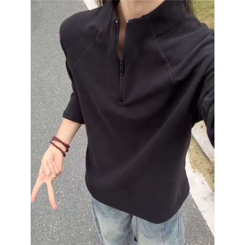 双面绒保暖德绒打底衫秋冬新款立领拉链长袖学生纯色长袖男女卫衣图片