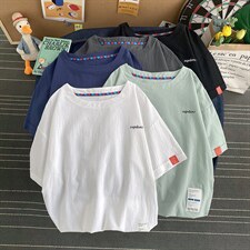 T215男士休闲棉麻大码宽松青少年学生T恤衫外套高个胖亚麻舒适TEE，男装T恤，星座115A(原星座507）