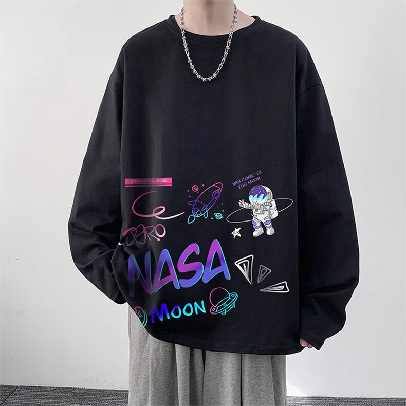 NASA联名同款控48重磅230g纯棉长袖t恤男大码圆领卫衣TX3186-P28图片