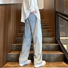 k1061-p55-控78M-5XL拼接印花港风高阶黑暗牛仔，男装牛仔裤，星座116