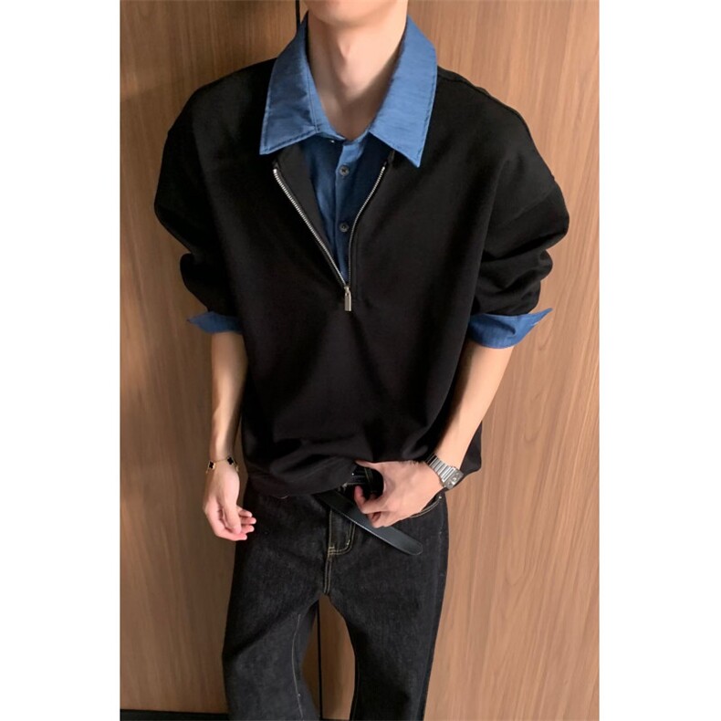 网图老钱风cleanfit假两件卫衣W1992/特P45，男装卫衣，电商B350