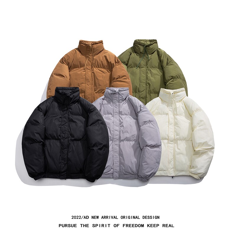 白底平铺面包服立领羽绒服标50白鸭绒YR210特批P135，男装羽绒服，电商A247