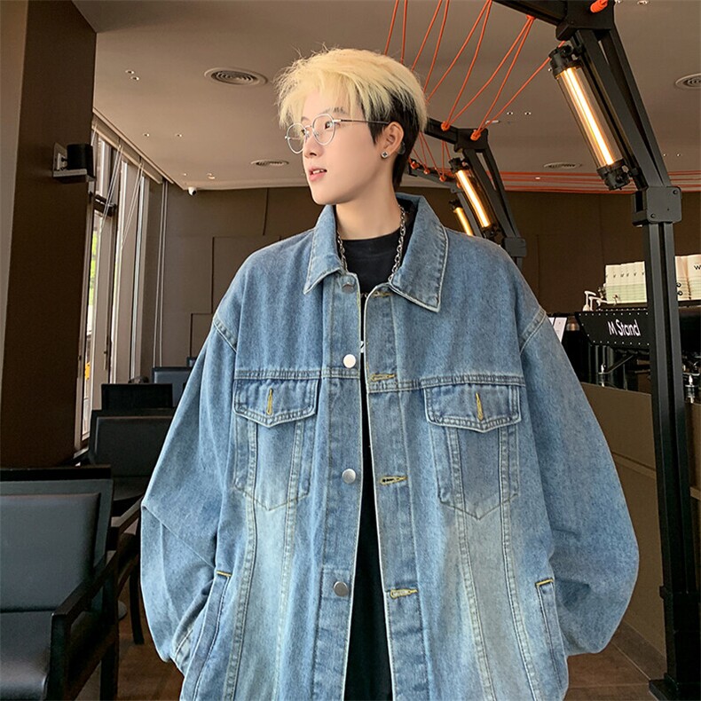 JK8817-P58美式复古高街潮牌宽松痞帅牛仔外套，男装工装外套，星座1503