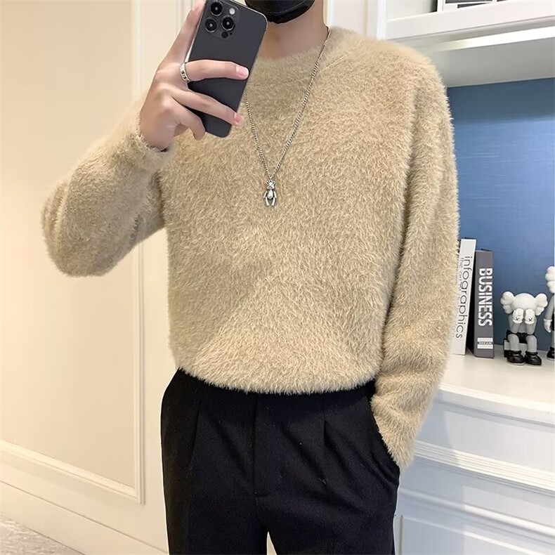 秋冬款新款男士小众慵懒风毛衣外套保暖套头银丝针织衫潮S604,男装针织衫/毛衣,星座1116A-2（原606A-1）