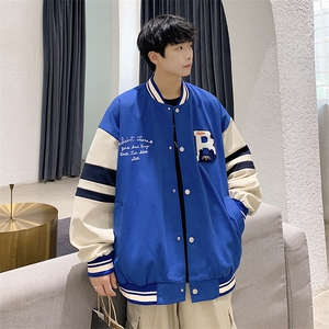 港风上衣夹克宽松落肩拼色棒球服外套XZ214-8 JK712-P75图片