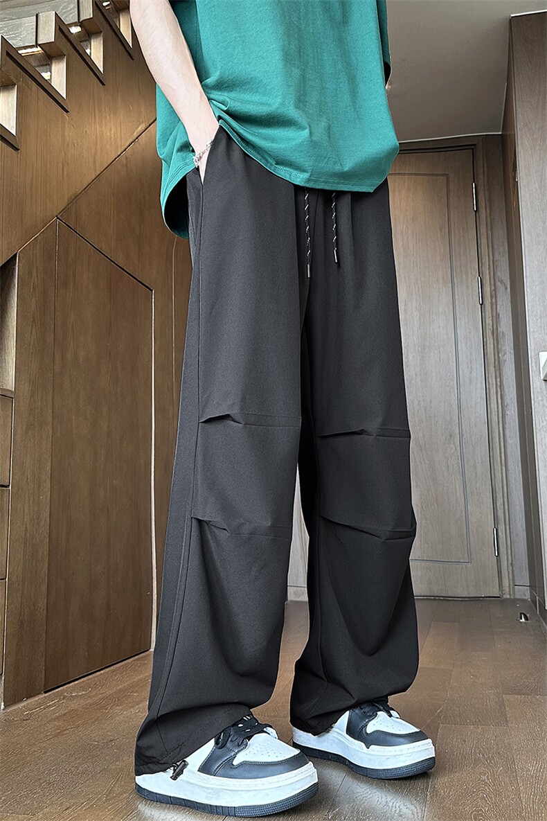 YK125P28控58品质保障！夏季冰丝垂坠感双褶休闲裤情侣长裤子,男装休闲裤,电商A249