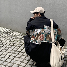 12025秋季中性休闲大码M-5XL宽松潮拼接翻领夹克男7568P85控118，男装夹克，星座226-2