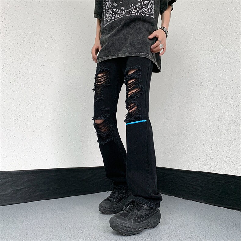 美式高街小众夏季破洞牛仔裤货号K726P60,男装牛仔裤,电商A063