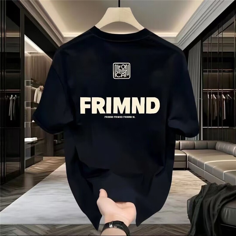 重磅纯棉潮牌美式T恤痞帅字母印花男款夏季宽松百搭短袖圆领上衣,男装T恤,电商B212（原钱塘6029）
