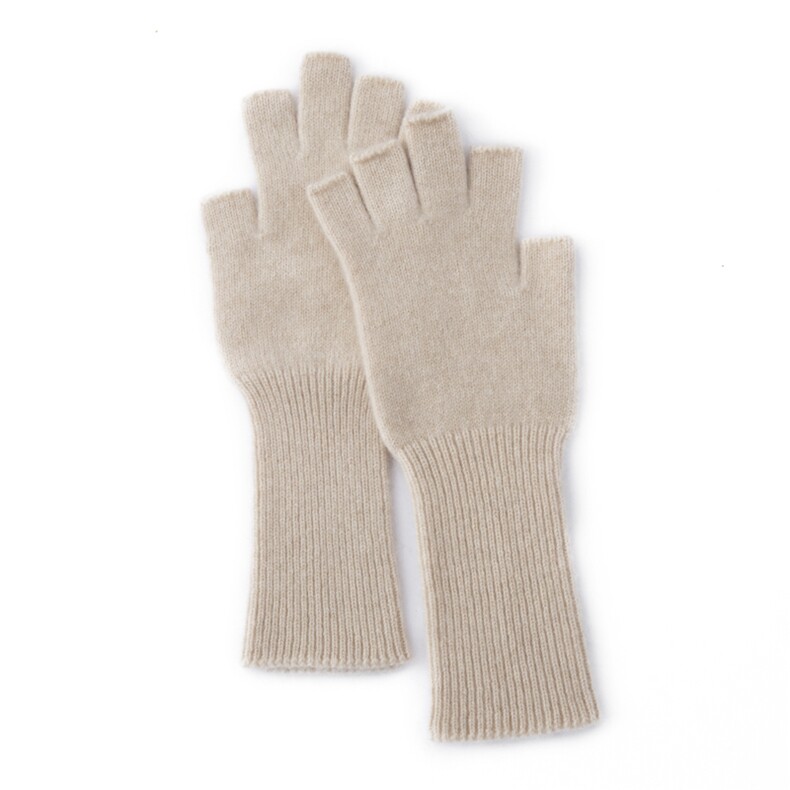 2025年秋季新款百搭女士双股加厚保暖半指手套，手套，窄众羊绒