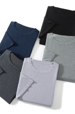 夏天可穿！男丝羊绒精纺圆领短袖15%山羊绒针织T恤透气，男装T恤，晨晟羊绒