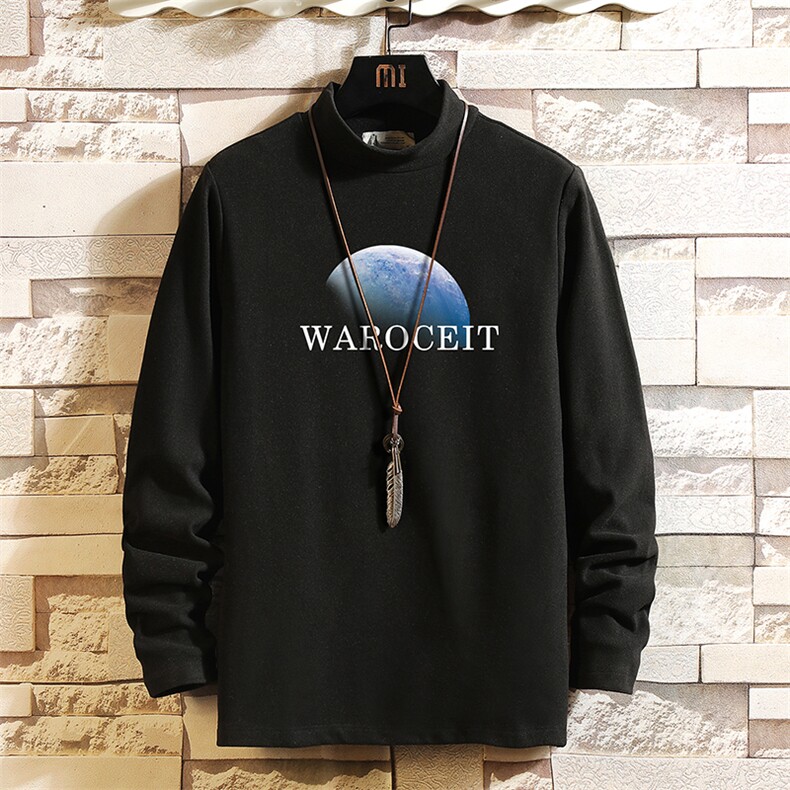 BT40154-P30加绒款-P40半高领长袖t恤男大码内搭打底衫男砖墙,男装T恤,电商A040A
