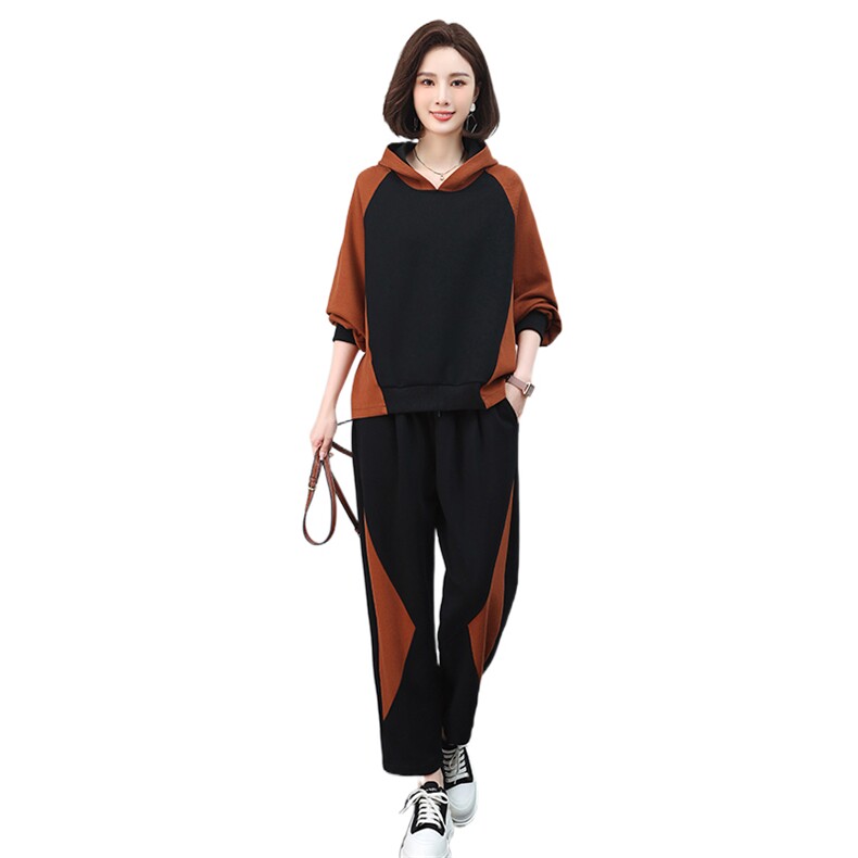 大码休闲运动套装女春秋季2025新款时尚高级感减龄卫衣搭配一整套,女装套装/套裙,叶笙衣