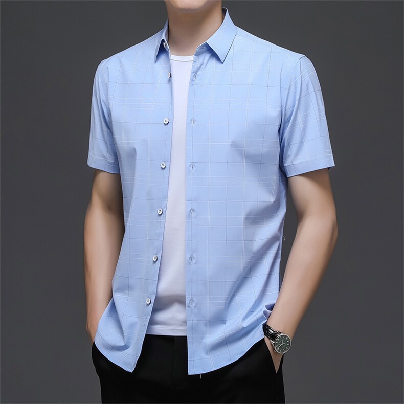 AD22106钱塘2020-3夏季男士短袖格子短袖衬衫P60,男装衬衫,钱塘207-3
