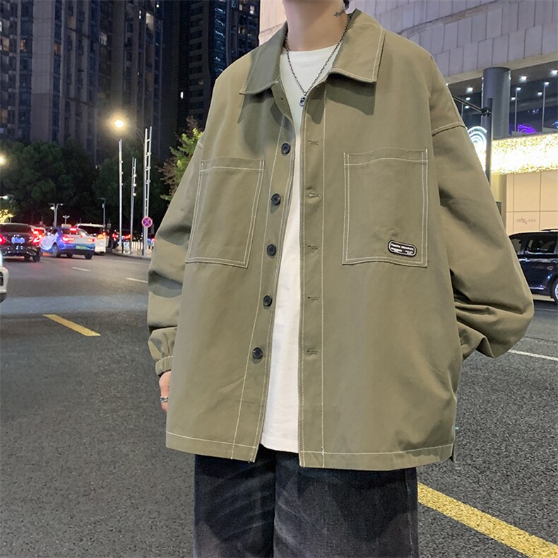 XZ213-JK21-P75控88港风大码日系cityboy高级感翻领工装衬衫夹克,男装夹克,星座213
