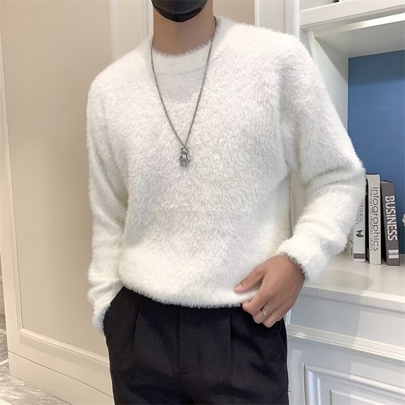 秋冬款新款男士小众慵懒风毛衣外套保暖网红套头银丝针织衫潮S604,男装针织衫/毛衣,星座506
