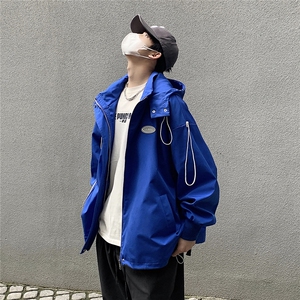 克莱因蓝外套男中性风休闲宽松抽绳装饰大码M-5XL夹克男JK7569P75图片