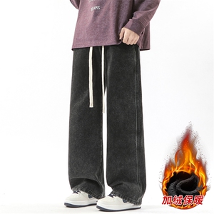 冬季加绒加厚牛仔裤男棉裤秋裤保暖抗寒宽松直筒裤子110-1-P45