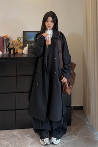 秋冬氛围感男女情侣风衣外套韩版中长款大衣FY3655-特P88加棉P108图片