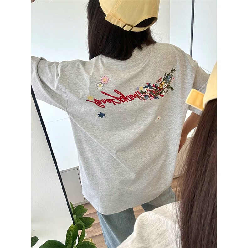 万针全刺绣工艺抖音得物高品质260克重磅纯棉双纱美式高街短袖T恤,男装T恤,电商A486