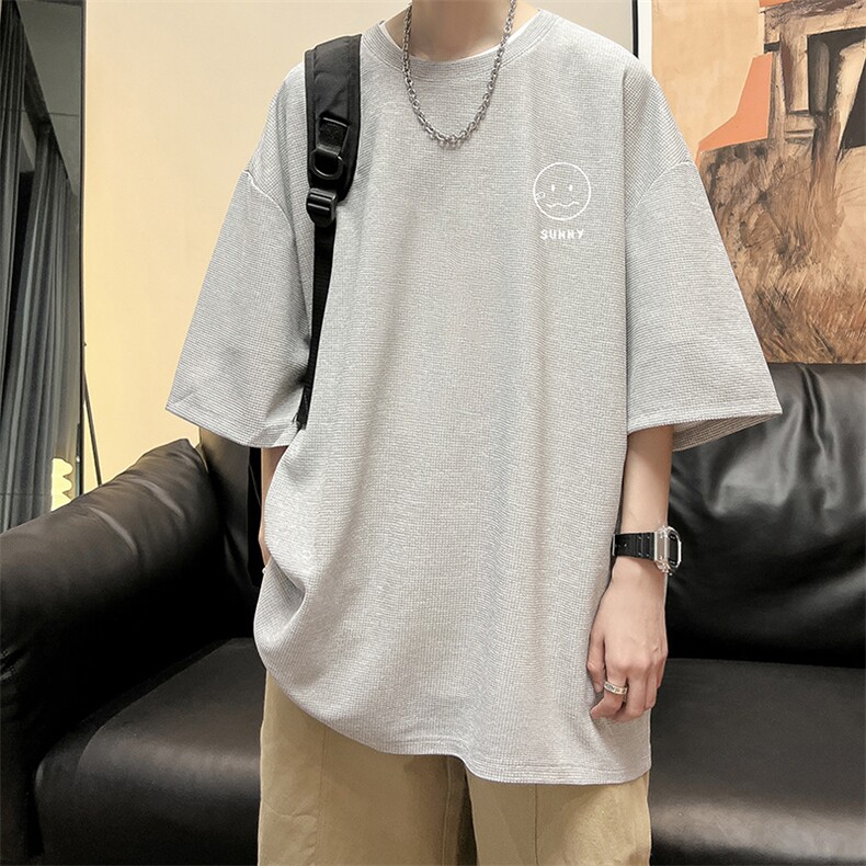 华夫格t恤男短袖男大码五分袖酒店风HT73072-P22,男装T恤,电商A040