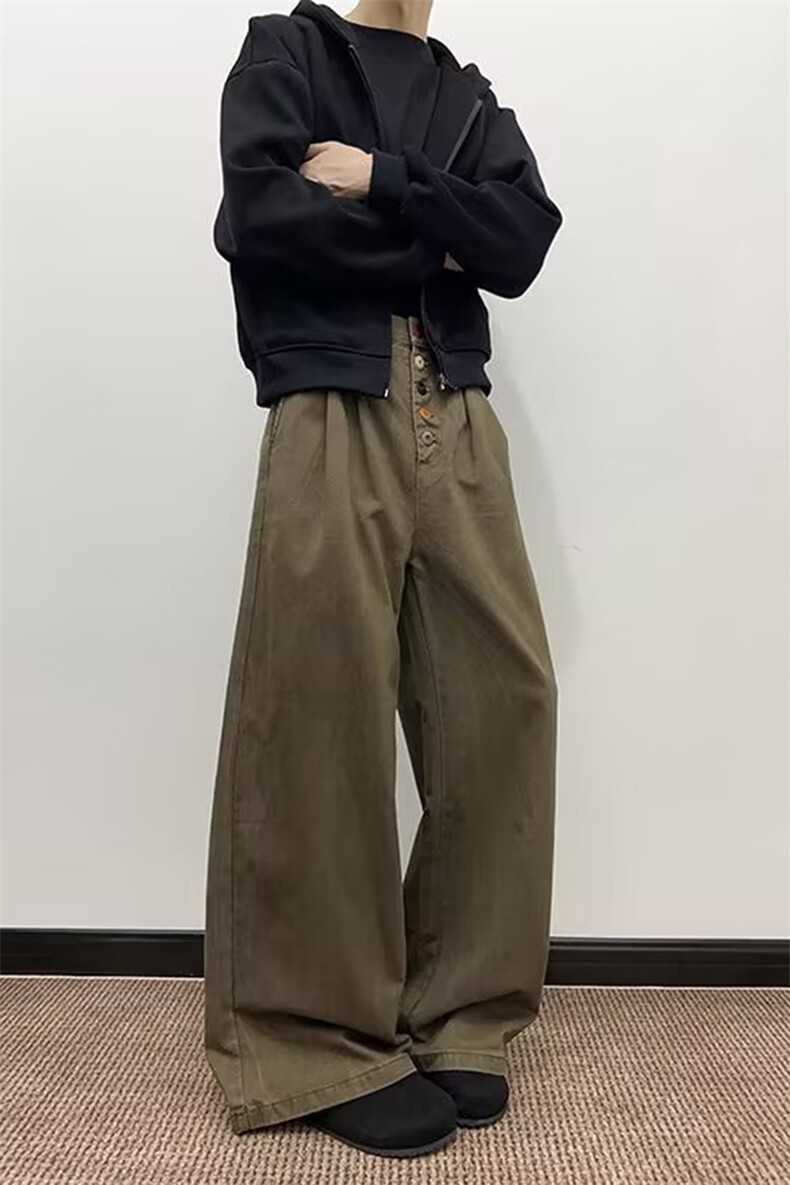 秋季新款2025美式复古水洗休闲裤男直筒阔腿工装裤子-A2301TP45,男装休闲裤,电商B241