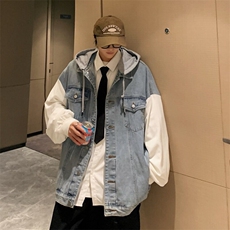 JK3040-P70-控98现货拼接牛仔夹克外套，男装工装外套，星座116