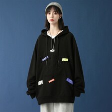 7XL-M 2023秋季新款慵懒风连帽卫衣男女无性别中性风上衣加大码图片