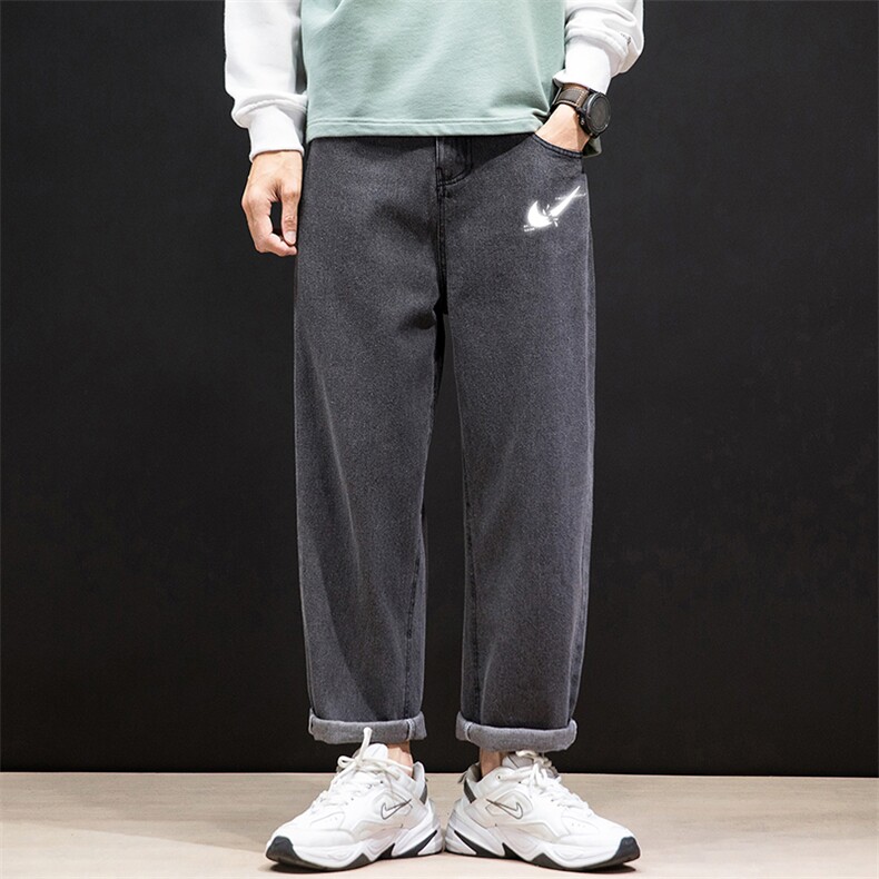 NK46111-P45加绒-P55百搭牛仔裤男士宽松九分裤男直筒裤子男,男装牛仔裤,电商A040A