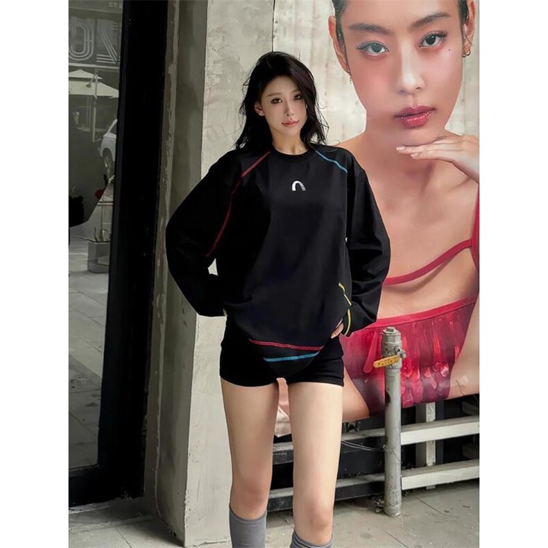美式高街解构工艺速干长袖T恤衫男女款防晒上衣户外运动骑行服潮图片