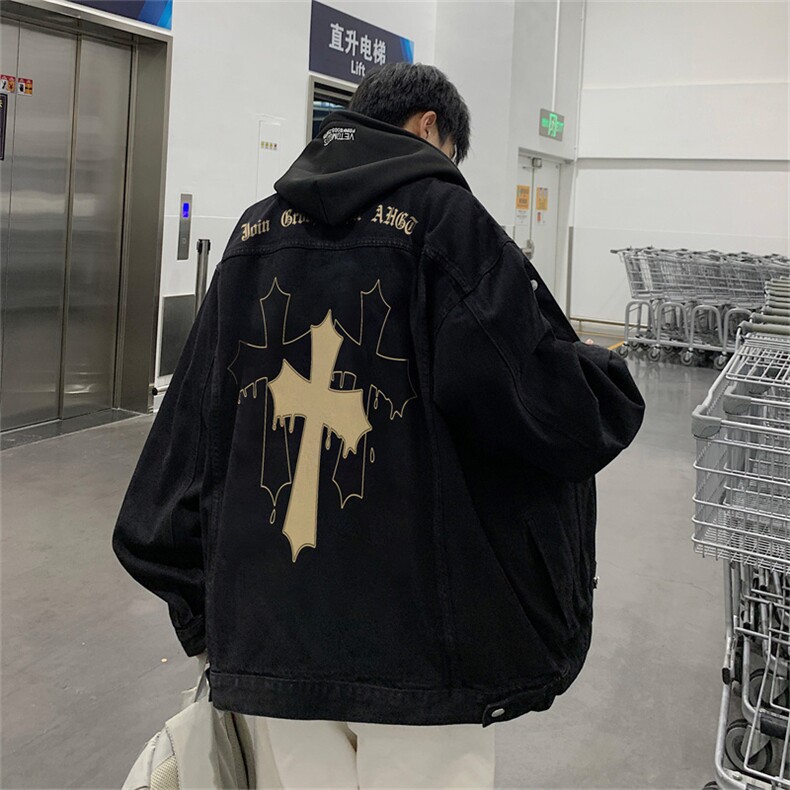 2025春季港风情侣假两件连帽牛仔夹克外套帽子可拆卸JK734-P88,男装夹克,星座912-1（原星座914-5）
