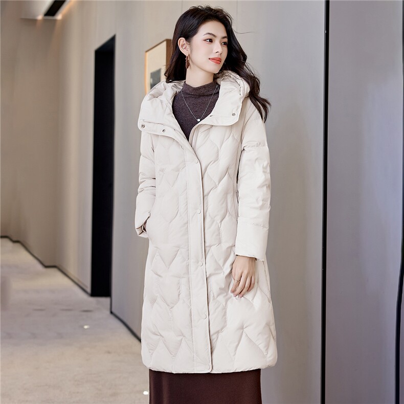 韩系轻薄保暖棉袄外套加长款直筒鸭绒羽绒服冬季女小个子,女装羽绒服,阿舍尔精品