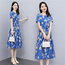 夏季新款时尚印花连衣裙2024年夏季2024年夏季，女装连衣裙，倪叶myz