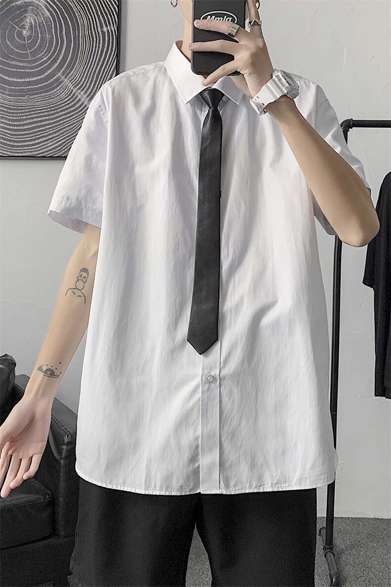 5XL大码DK制服男JK短袖正装衬衫男工作服情侣装白衬衣D246-1-CS10,男装T恤,电商A426-1(原A430-1)