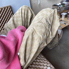 美式复古重工艺褪色斑点口袋工装阔腿裤女春季慵懒宽松直筒休闲裤，男装休闲裤，星座506A