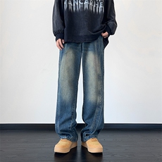 美式高街重工水洗宽松牛仔裤长裤A014-DY23309-P58控78，男装牛仔裤，电商A014