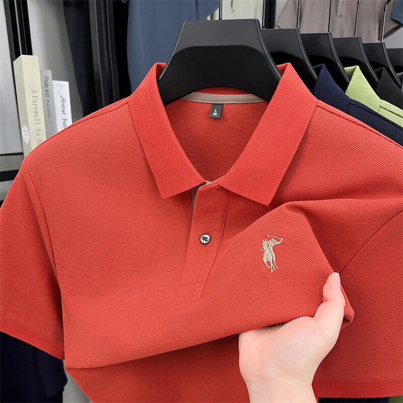 高定品质！ 纯棉丝光棉POLO衫男士翻领夏季宽松休闲短袖T恤衫图片