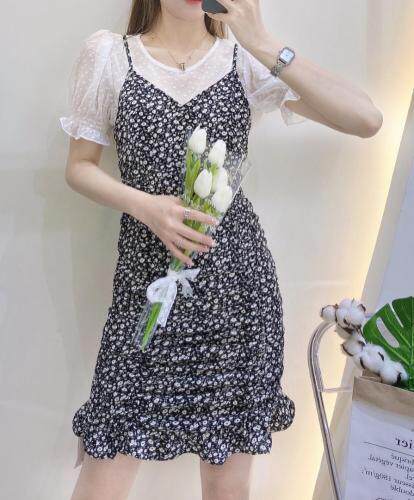 夏季新款碎花连衣裙两件套，女装连衣裙，米社
