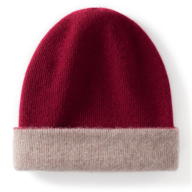 2025新款时尚百搭通勤简约休闲双面翻边加厚帽，帽子，思琳羊绒