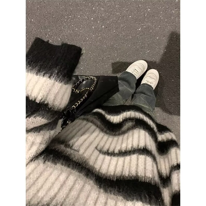 MM108-P68氛围感美式复古秋冬条纹针织衫毛衣不规则男女上衣,针织衫/毛衣,星座617A-2