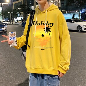 WY2266-P35 纯棉连帽卫衣男大码运动帽衫宽松薄外套男图片