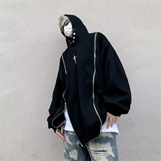 美式复古连帽卫衣秋冬宽松oversize潮牌设计感拉链外套WY420-p53，男装卫衣，星座1008
