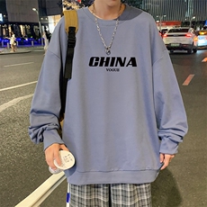 S6001-P28加绒款-P33秋季圆领卫衣男大码韩版宽松长袖外套，男装卫衣，电商A040