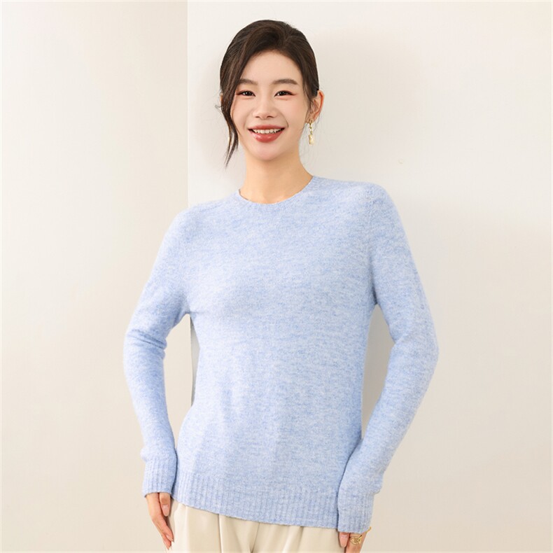 2025年秋季通勤套头单件长袖一线圆领花纱休闲/淑女，女装针织衫/毛衣，尚雪电商供货