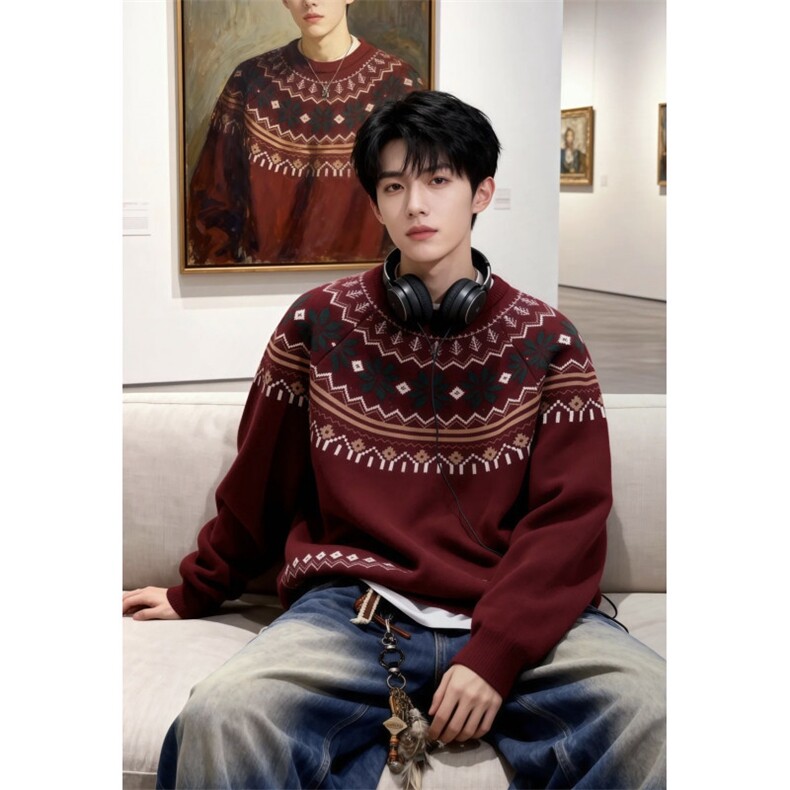 JY720-P56针织开衫宽松休闲情侣毛衣外套潮,男装针织衫/毛衣,星座1501-3