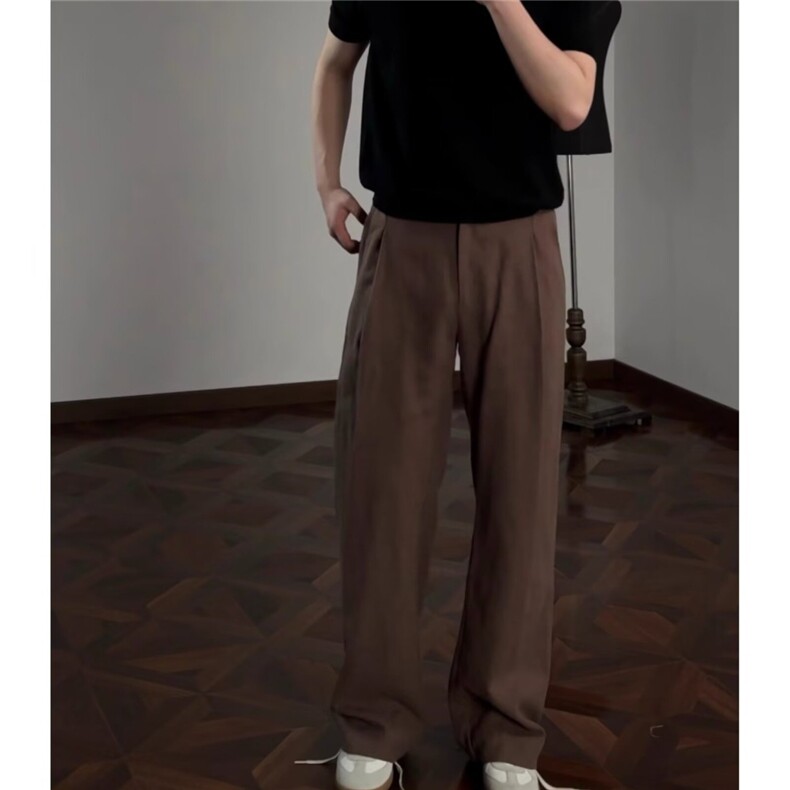 网图+老钱风亚麻A字褶皱西裤休闲裤CK673/P50,男装西裤,电商B350